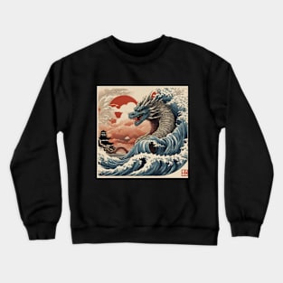 giant serpent in the sea of japan Crewneck Sweatshirt